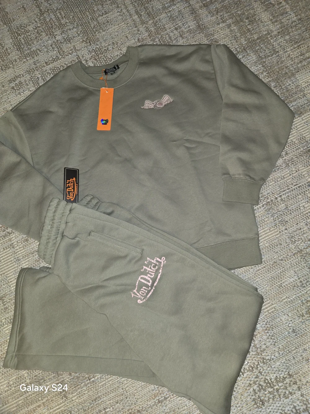 Von Dutch Olive Sweatshirt Sz S Sweatpants Sz XS Womens Sweatsuit New